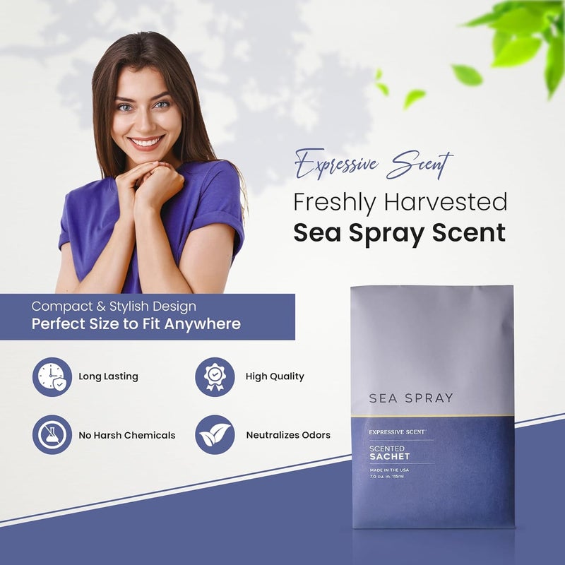Expressive Scent – أكياس عطرية للمنزل: عطر فاخر يدوم طويلاً، للخزائن والأدراج والسيارات والمطبخ، رذاذ البحر - Image 2